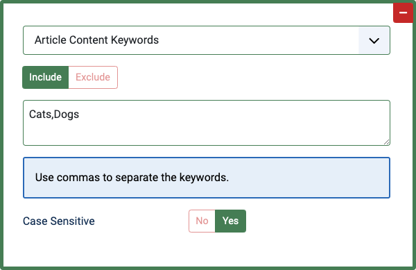 Condition Rule: Article Content Keywords