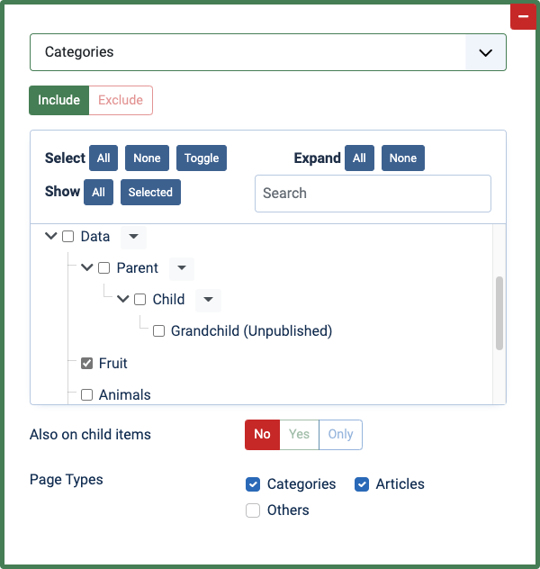 Condition Rule: Categories