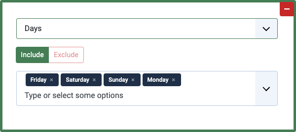 Condition Rule: Days of the week