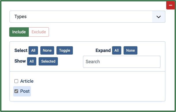 Condition Rule: FLEXIcontent Types