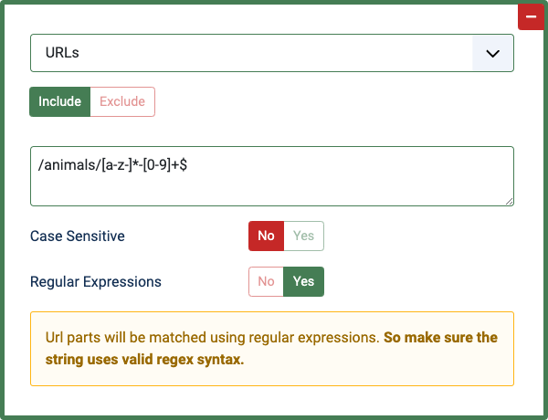 Condition Rule: URLs