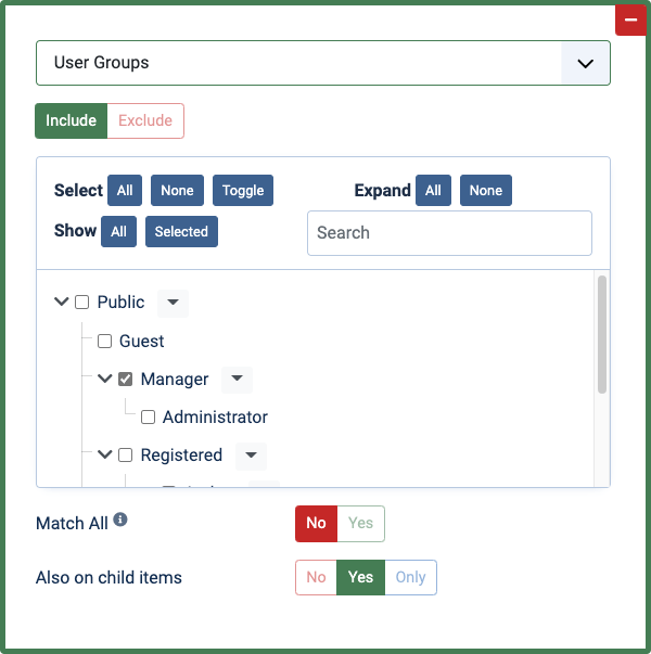 Condition Rule: User Groups